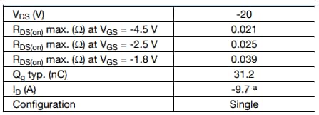 Vishay / Siliconix Si8481DB 20-V-p-Kanal-TrenchFET®-MOSFET der Gen. III